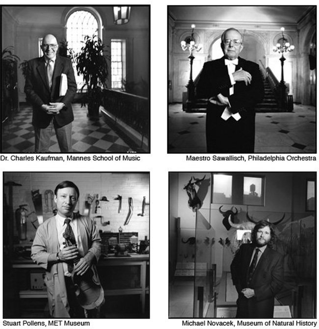 Dr. Charles Kaufman, Mannes School of Music - Maestro Sawallisch, Philadelphia Orchestra - Stuart Pollens, Met Museum of Art - Michael Novacek, Museum of Natural History